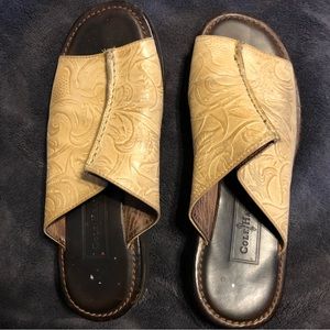 Cole Haan Tooled Leather Slides